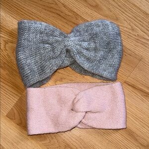 H&M Gray and Pink Knitted Winter Headbands One Size 2 Piece Set